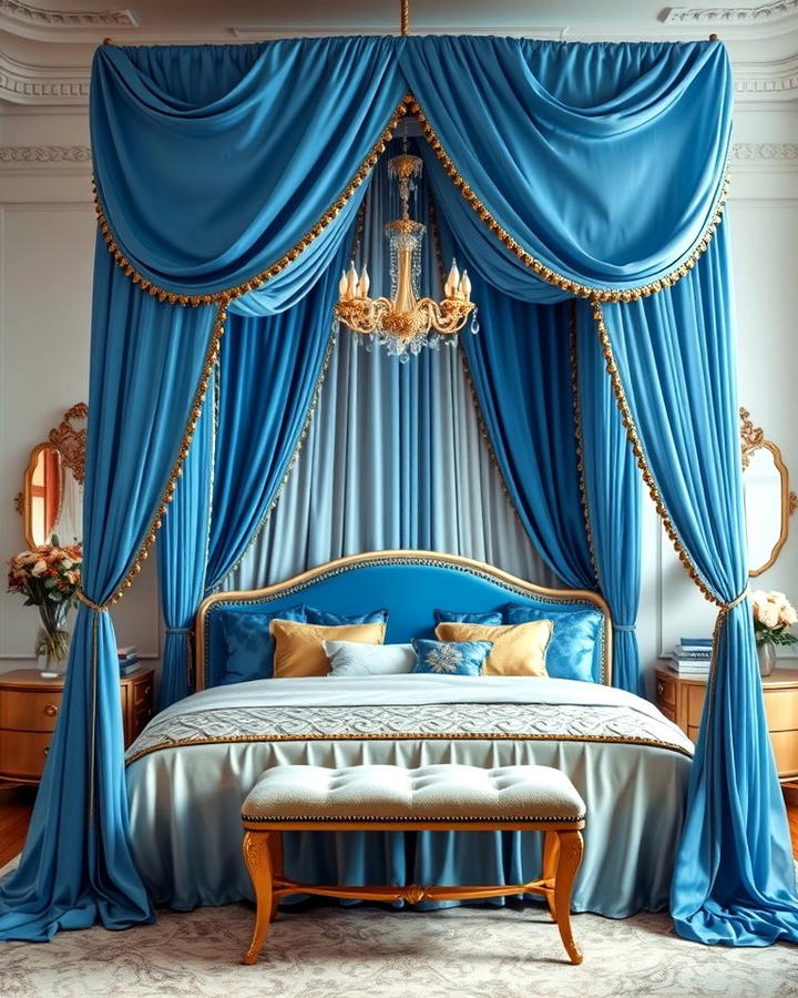 Blue and Gold Bed Canopies