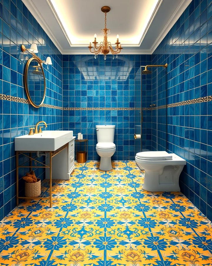 Blue and Gold Floor Tiles