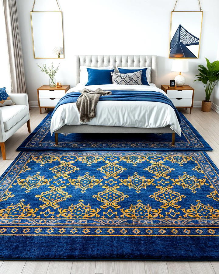 Blue and Gold Geometric Rugs