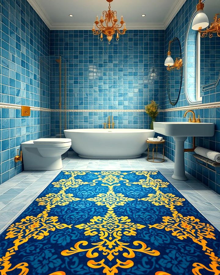 Blue and Gold Patterned Rugs