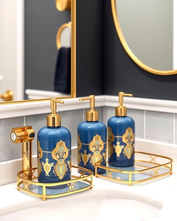 Blue and Gold Soap Dispensers