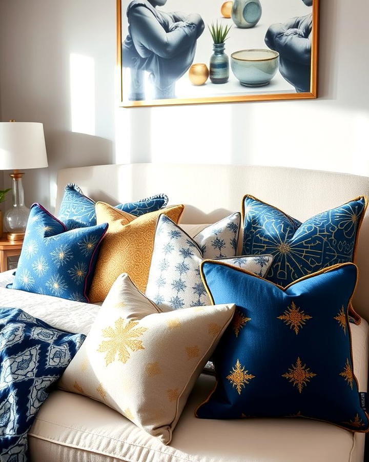 Blue and Gold Throw Pillows