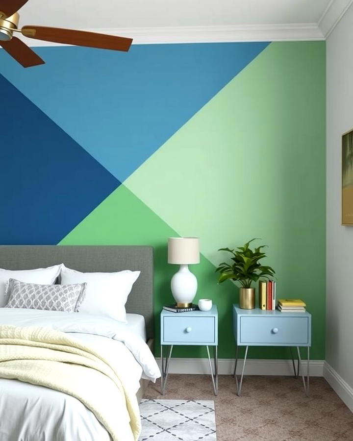 Blue and Green Accent Wall