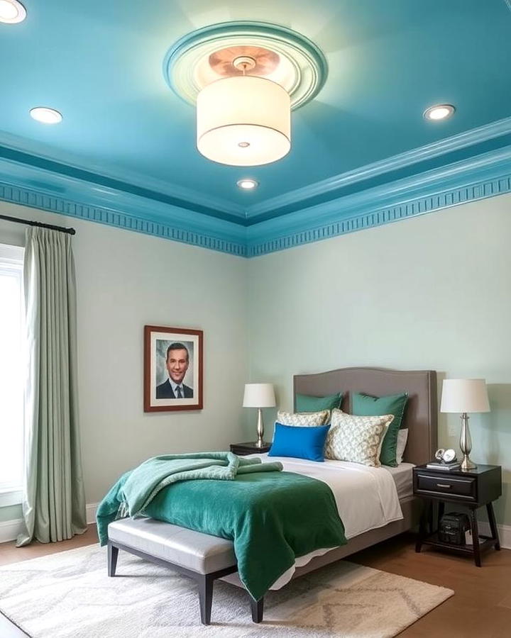 Blue and Green Ceiling Accent