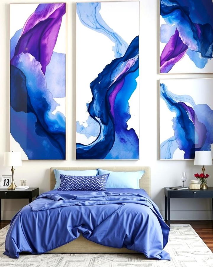 Blue and Purple Abstract Wall Art