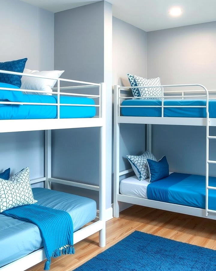 Blue and White Bunk Beds