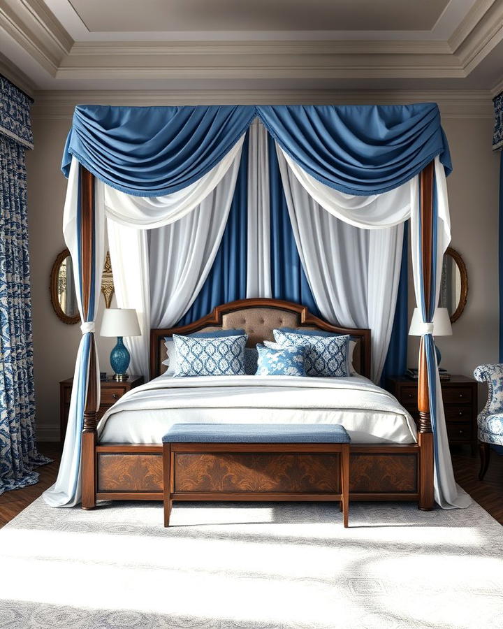 Blue and White Canopy Beds