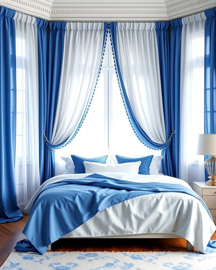 Blue and White Curtains for Elegant Framing