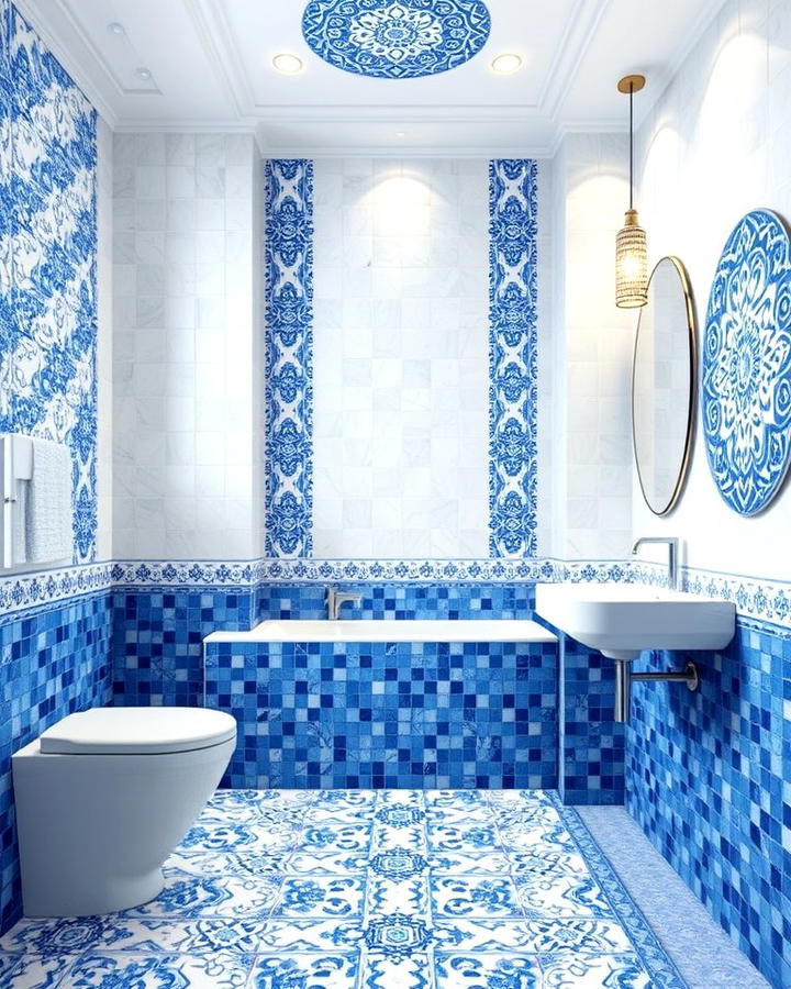 Blue and White Mosaic Tiles