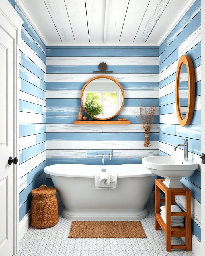 Blue and White Shiplap Walls