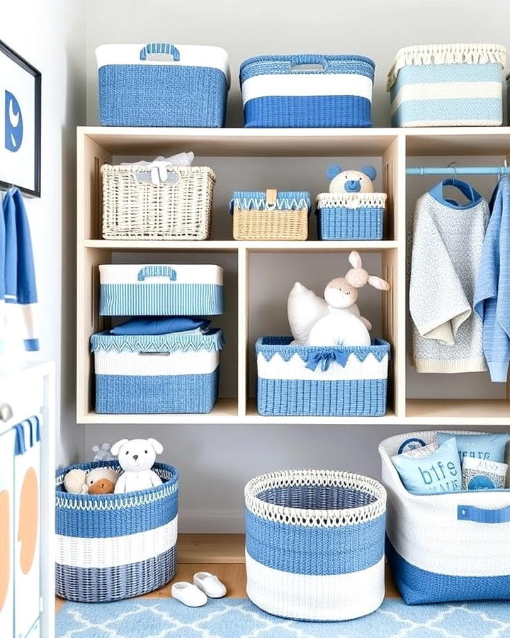 Blue and White Storage Baskets