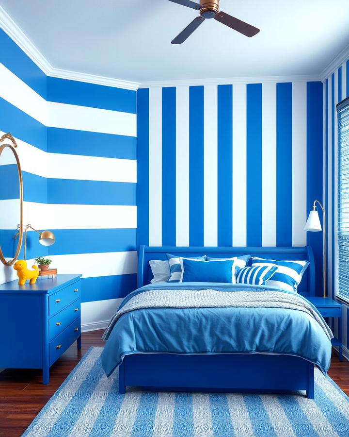 Blue and White Stripes on Walls