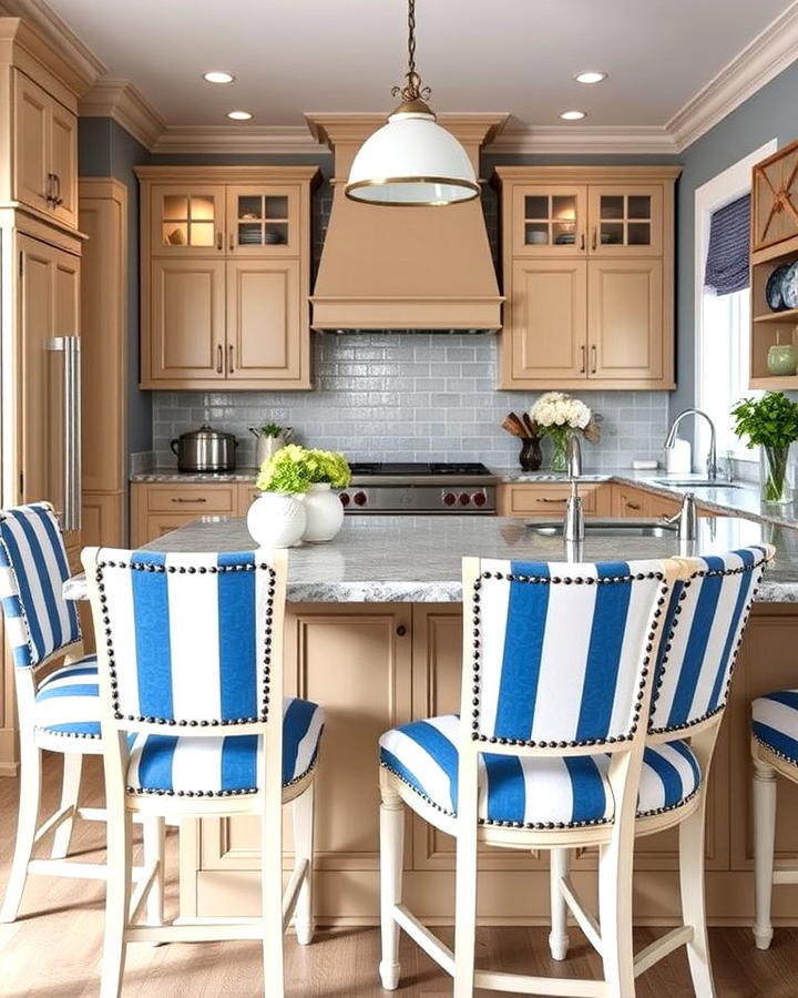Blue and White Upholstered Seating