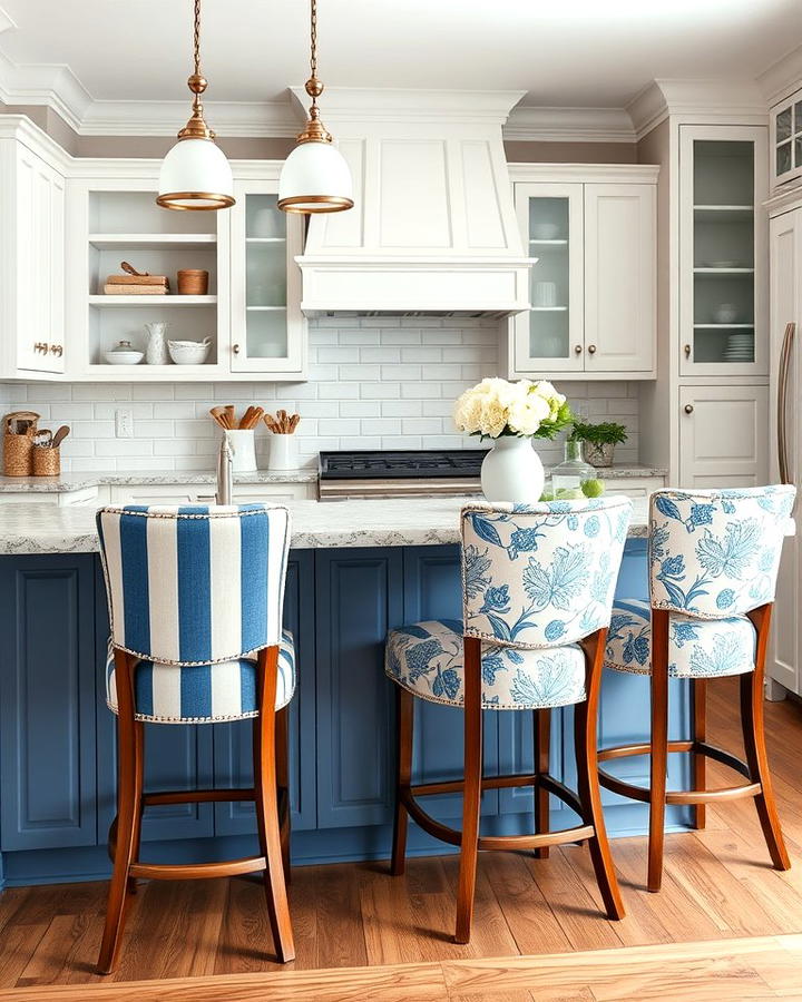 Blue and White Upholstery for Seating