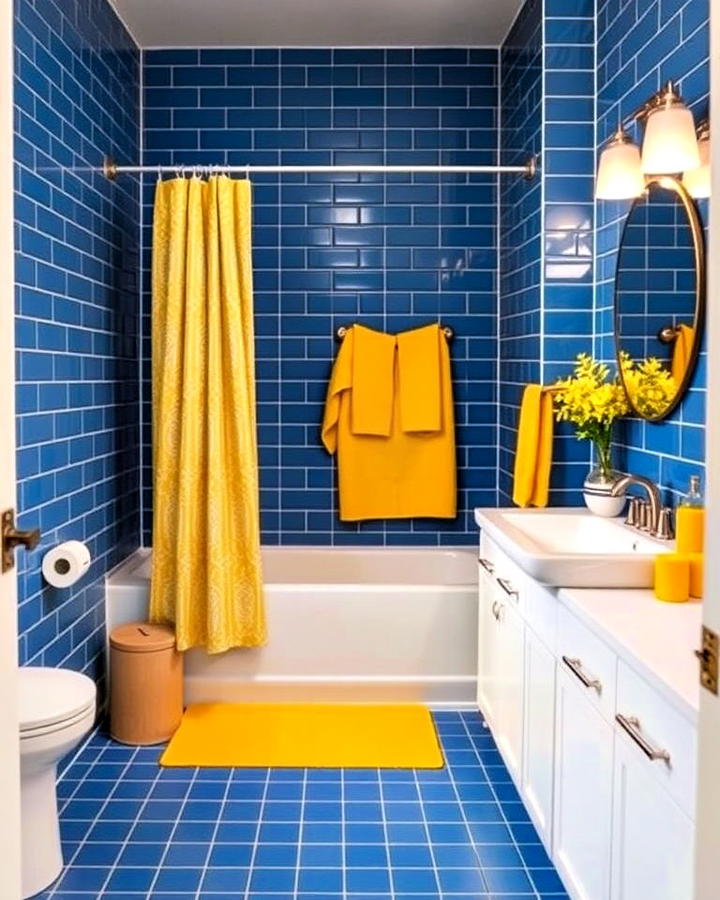 Blue and Yellow Accents Bathroom