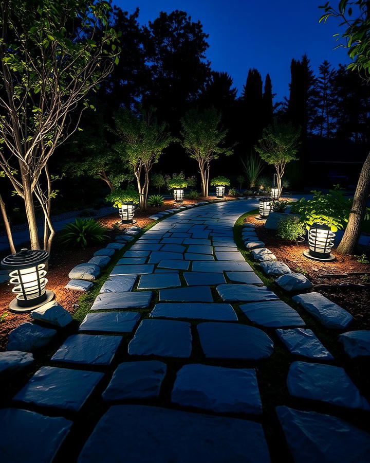 Bluestone Path with Lighting Features