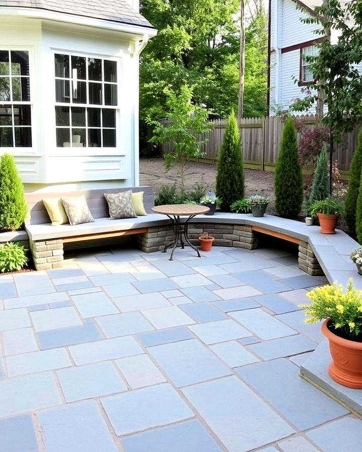 Bluestone Patio With Built in Benches