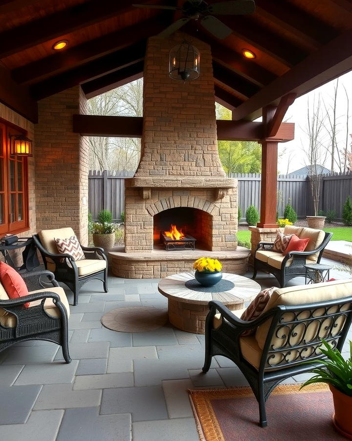 Bluestone Patio with Outdoor Fireplace for Warmth