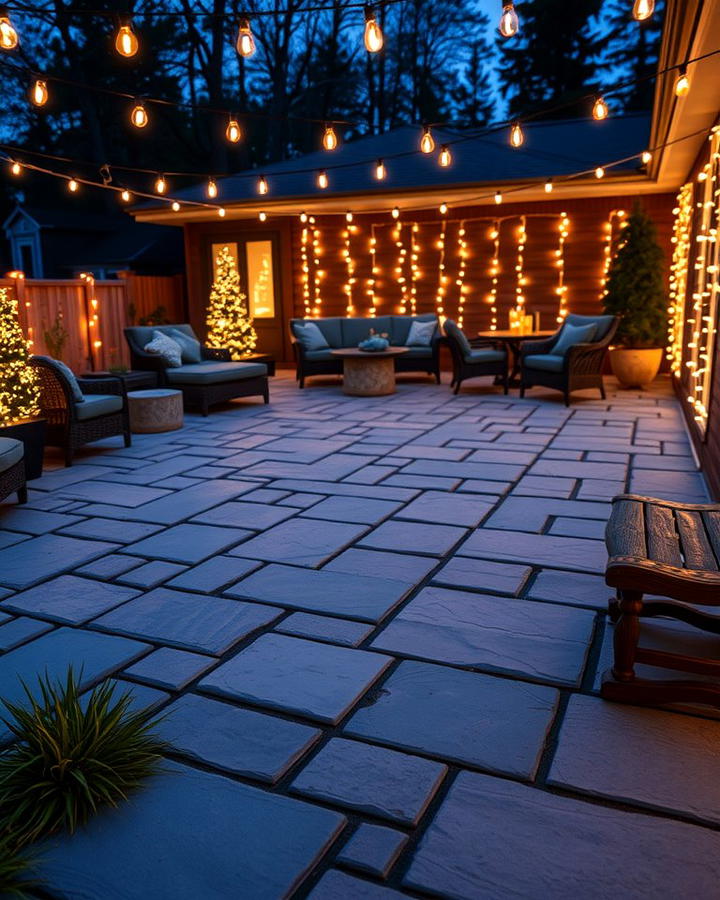 Bluestone Patio with String Lights