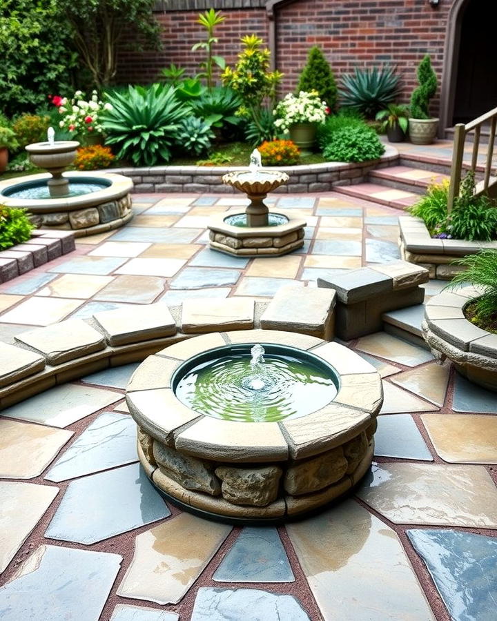 Bluestone Patio with Water Features