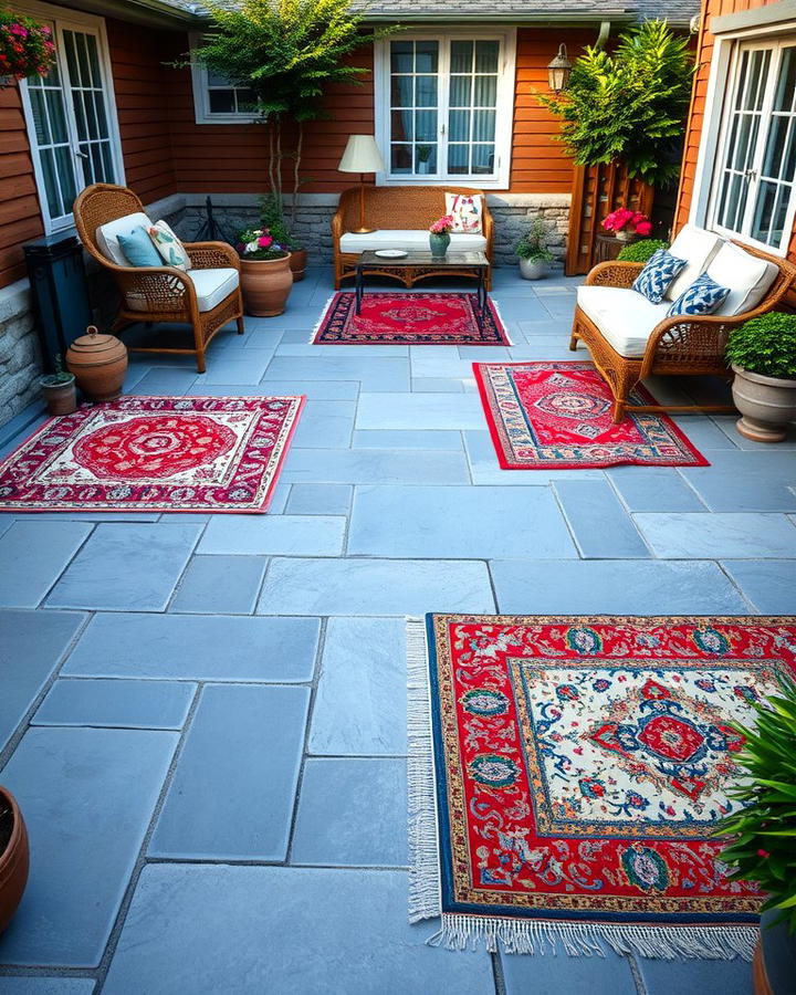 Bluestone Patios with Outdoor Rugs