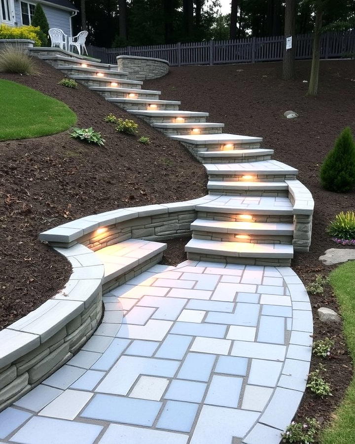 Bluestone Walkway with Built In Steps