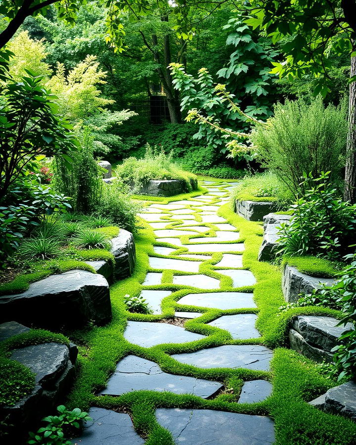 Bluestone Walkway with Ground Cover Plants