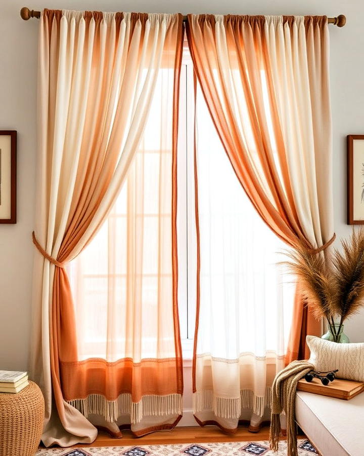 Bohemian Layered Curtains for Depth