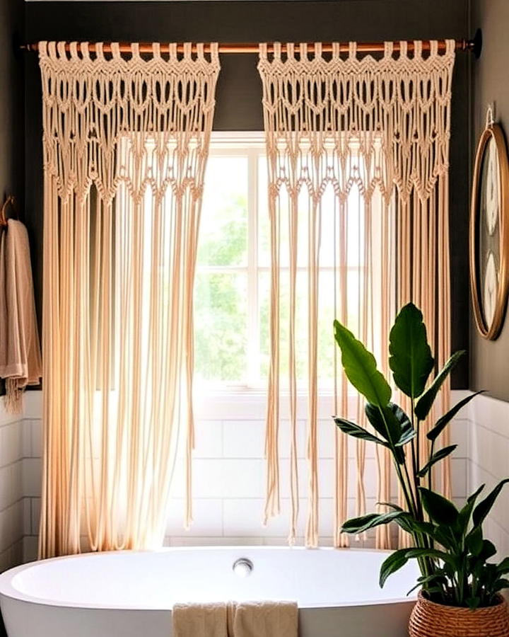 Bohemian Macramé Curtains for Bathroom