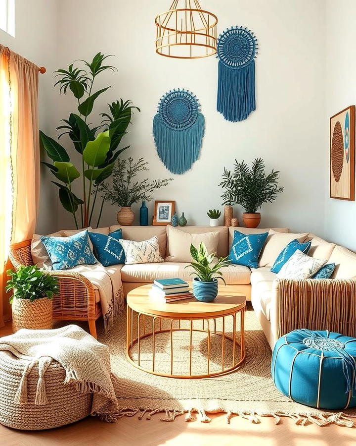 Bohemian Vibes with Blue and Beige