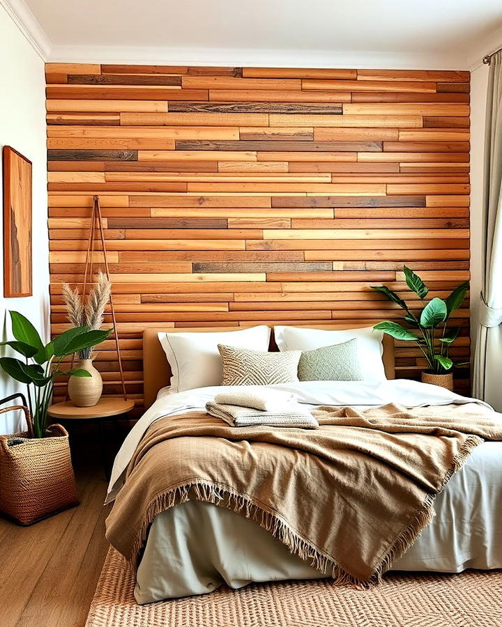 Boho Bedroom Accent Wall With Natural Materials