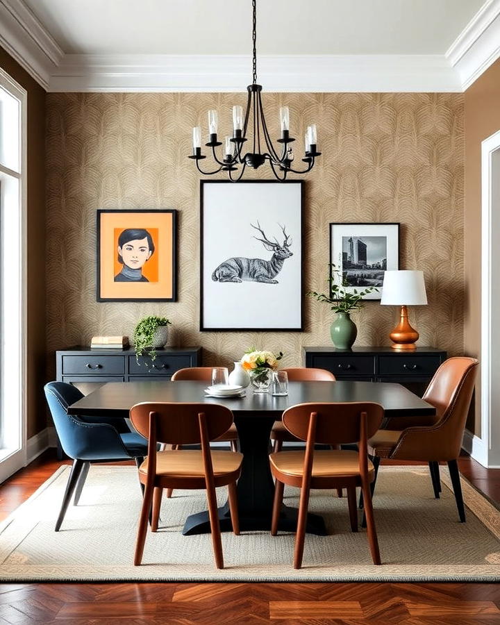 Bold Accent Wall in Dining Room