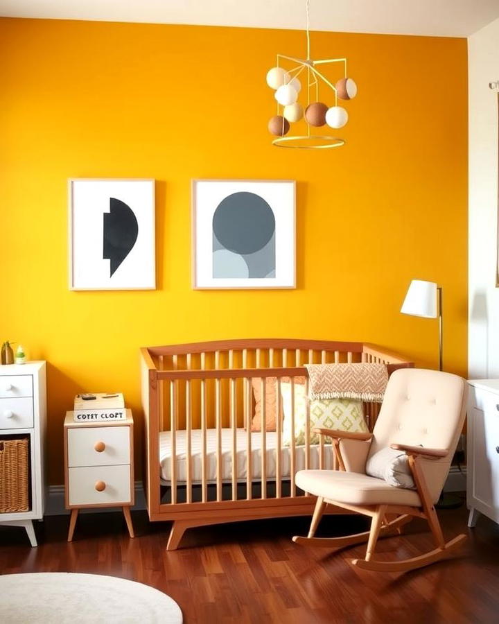 Bold Accent Wall in Retro Colors