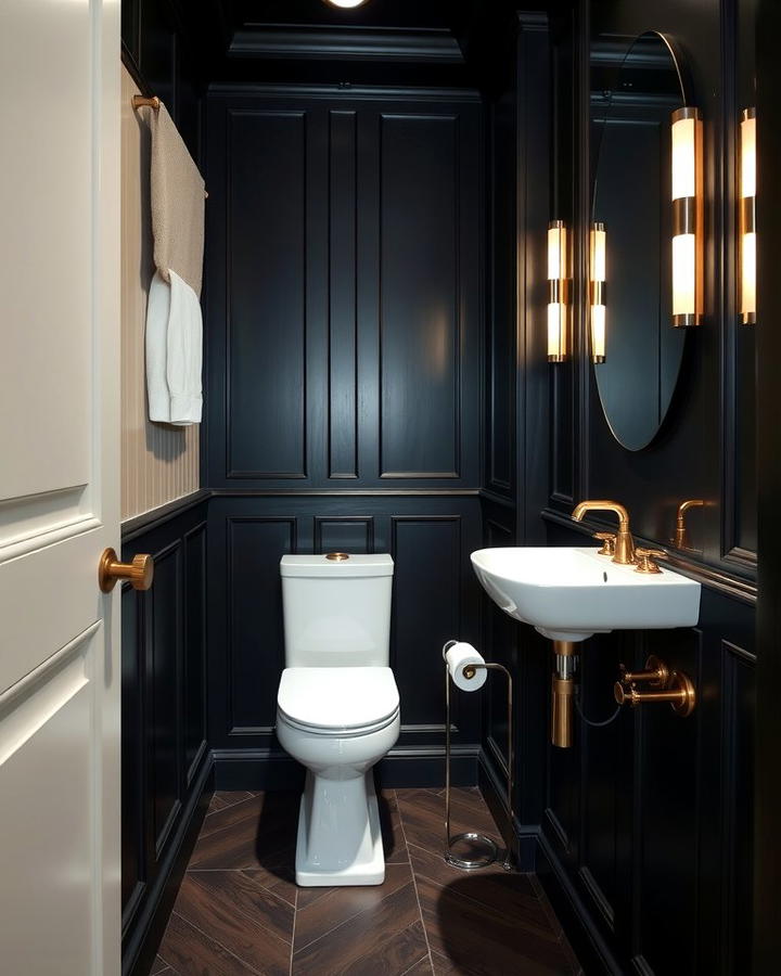 Bold Black Paneled Wainscoting