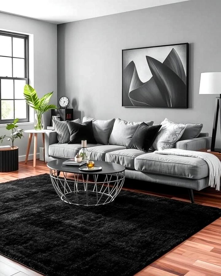 Bold Black Rug for a Striking Contrast