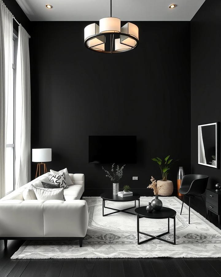 Bold Black Walls with White Accents