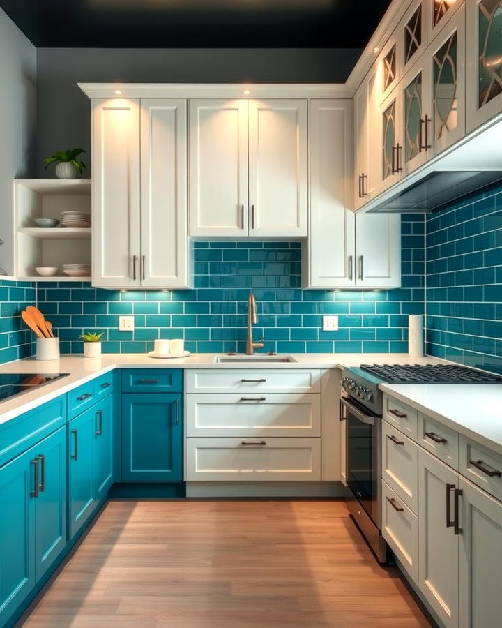 Bold Contrast with Dark Teal Tiles