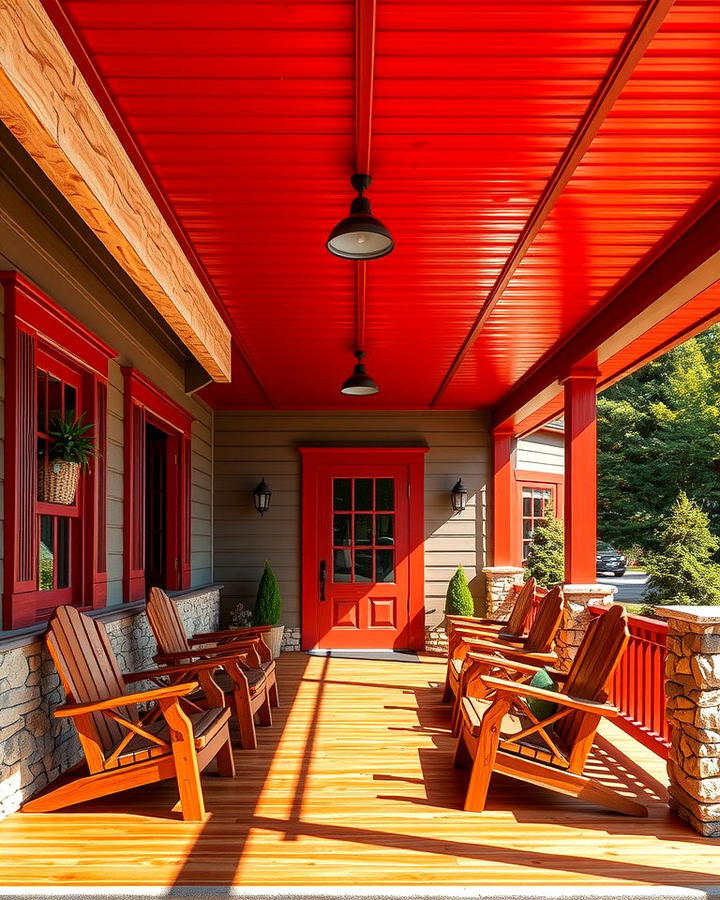 Bold Contrast with Red Metal Roof