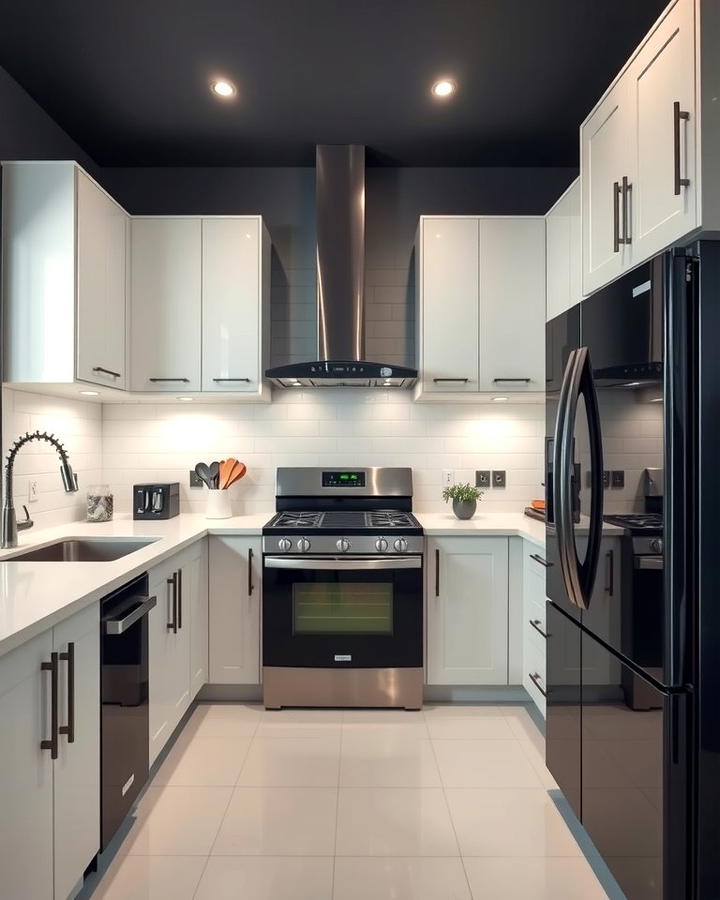 Bold Contrasts with Black Appliances