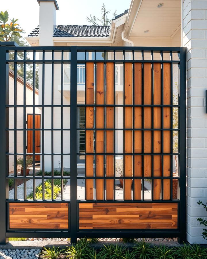 Bold Geometry with Metal Grids and Wood Panels