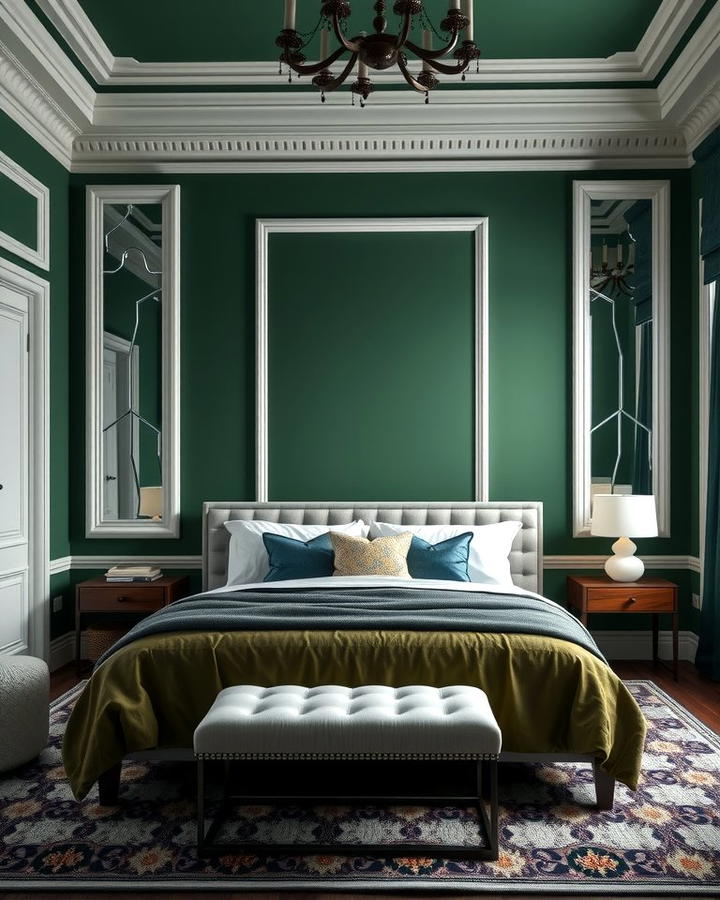 Bold Green Walls with White Details