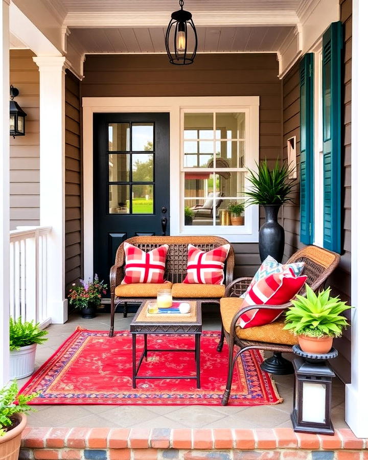 Bold Patterns and Textures for Front Porch Deck