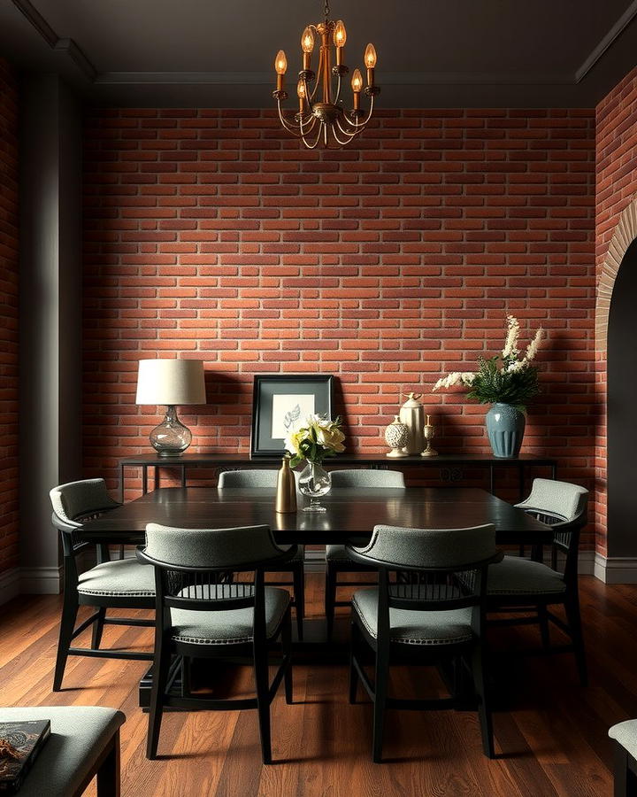 Bold Statements with Dark Red Brick Wallpaper