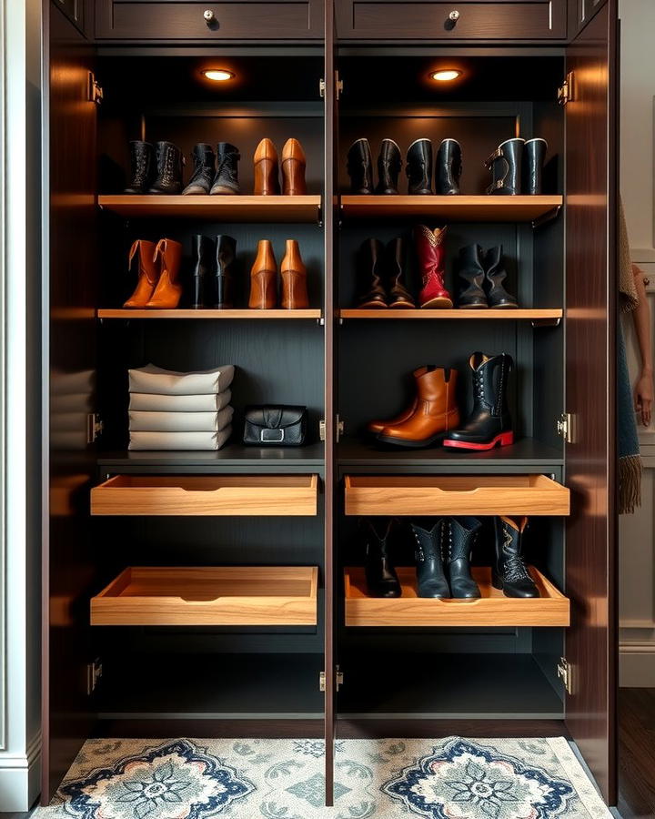 Boot Storage Cabinets with Pull Out Shelves