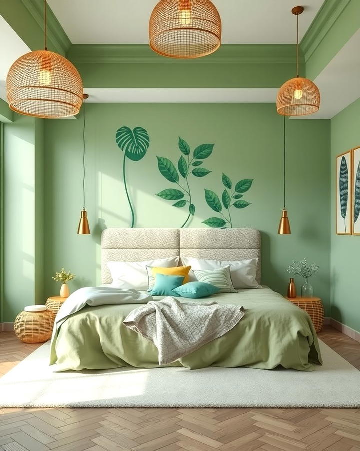 Botanical Inspired Green Bedroom