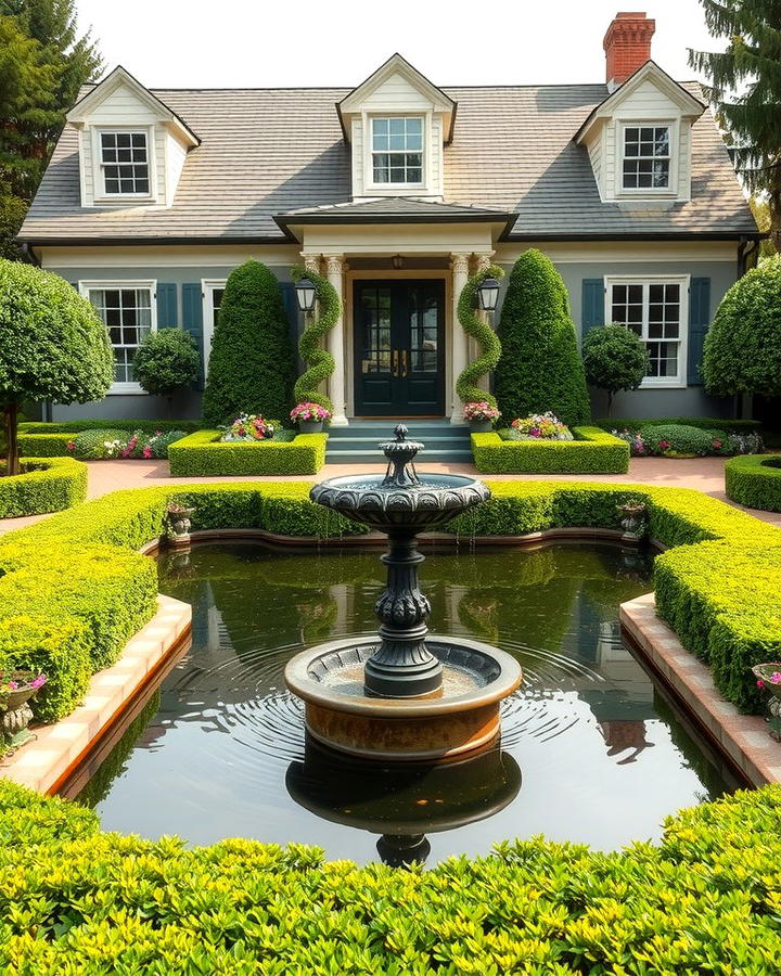 Boxwood Framed Water Features