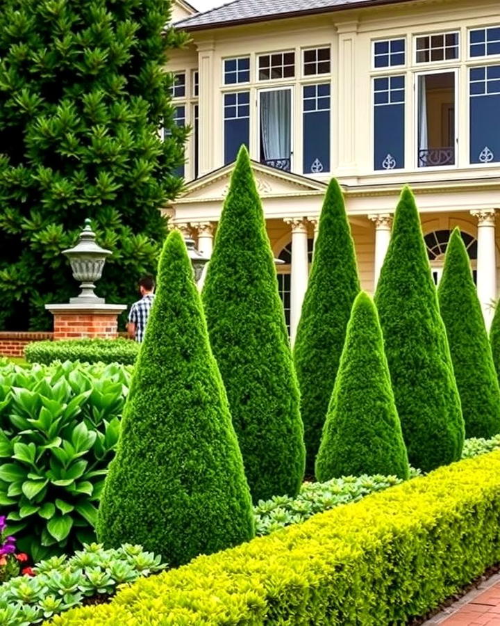 Boxwood Pyramids for Vertical Interest