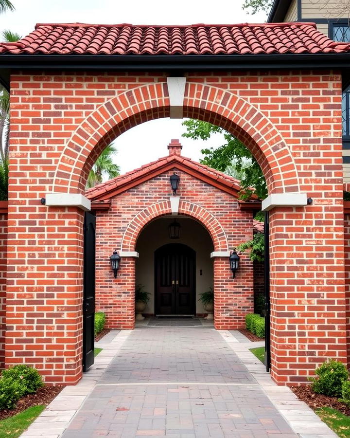 Brick Fence with Arched Gateways