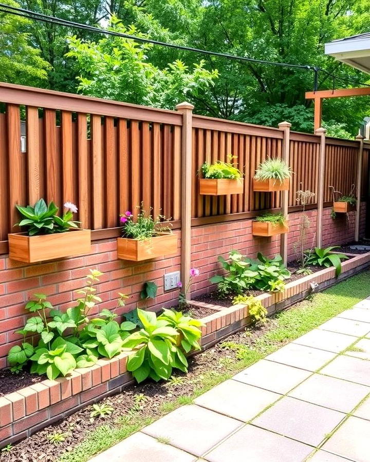 Brick Fence with Built In Planters