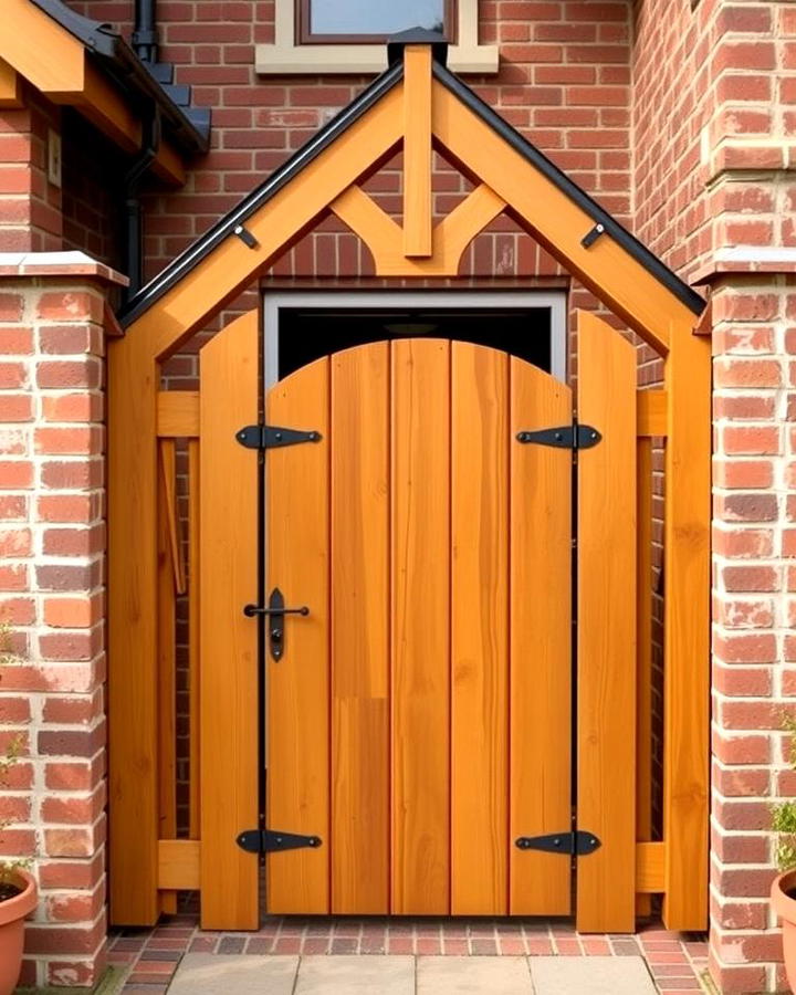 Brick Fence with Wooden Gate